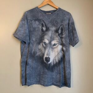Y2K The Mountain Wolf Acid Wash T-Shirt Tie Dye large